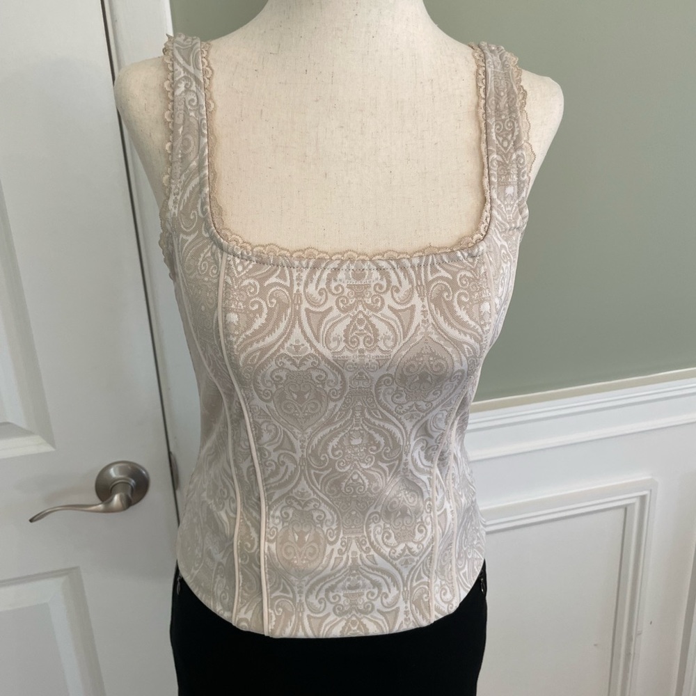 Fitted beige and cream corset cami